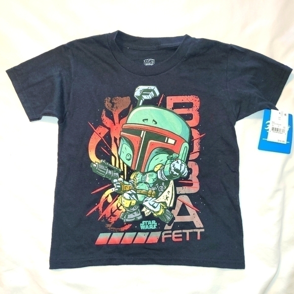 Boy's Medium Graphic T-Shirt With Funko Pop Mini Boba Fett Star Wars - Picture 2 of 6